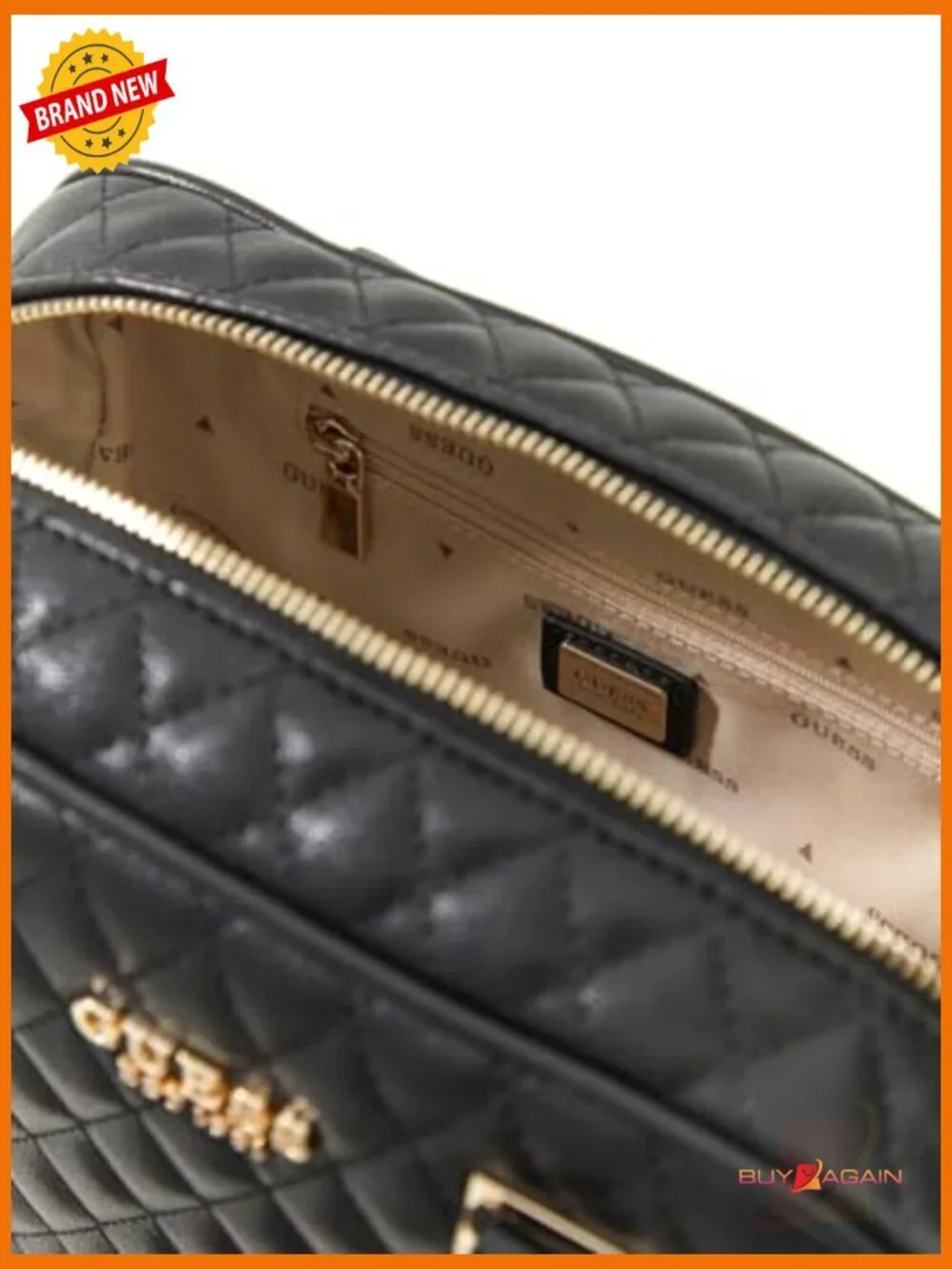 Quilted Satchel with Crossbody Strap, Gold Hardware, Zip Closure, 3 CC Slots